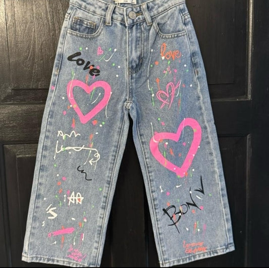 Wide Leg Graffiti Jeans
